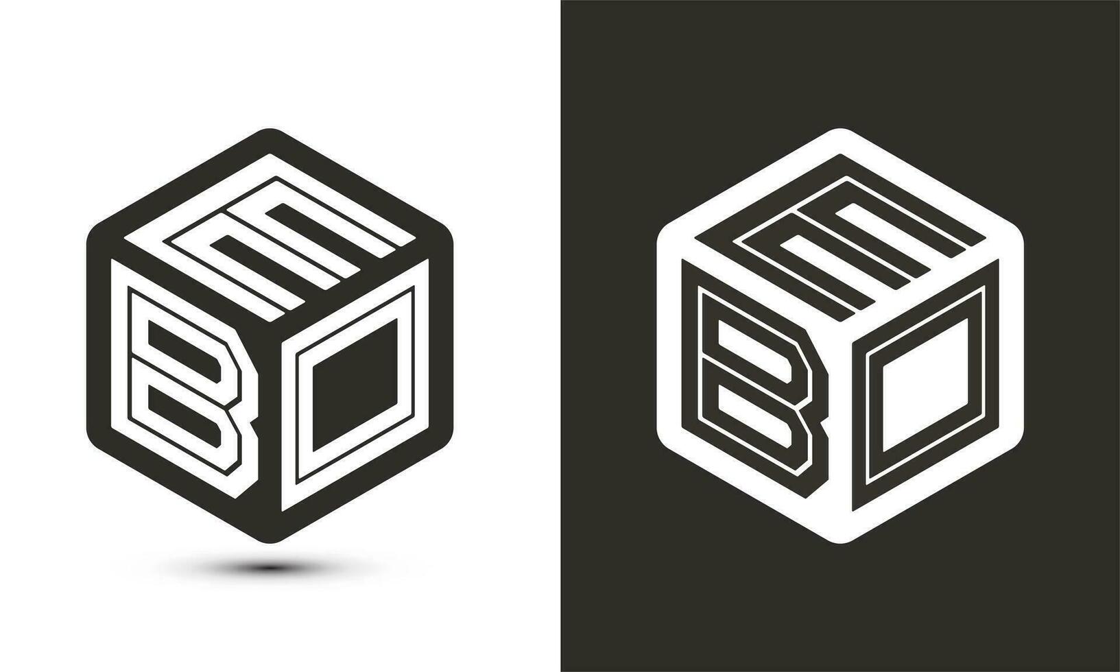 EBO letter logo design with illustrator cube logo, vector logo modern alphabet font overlap style.