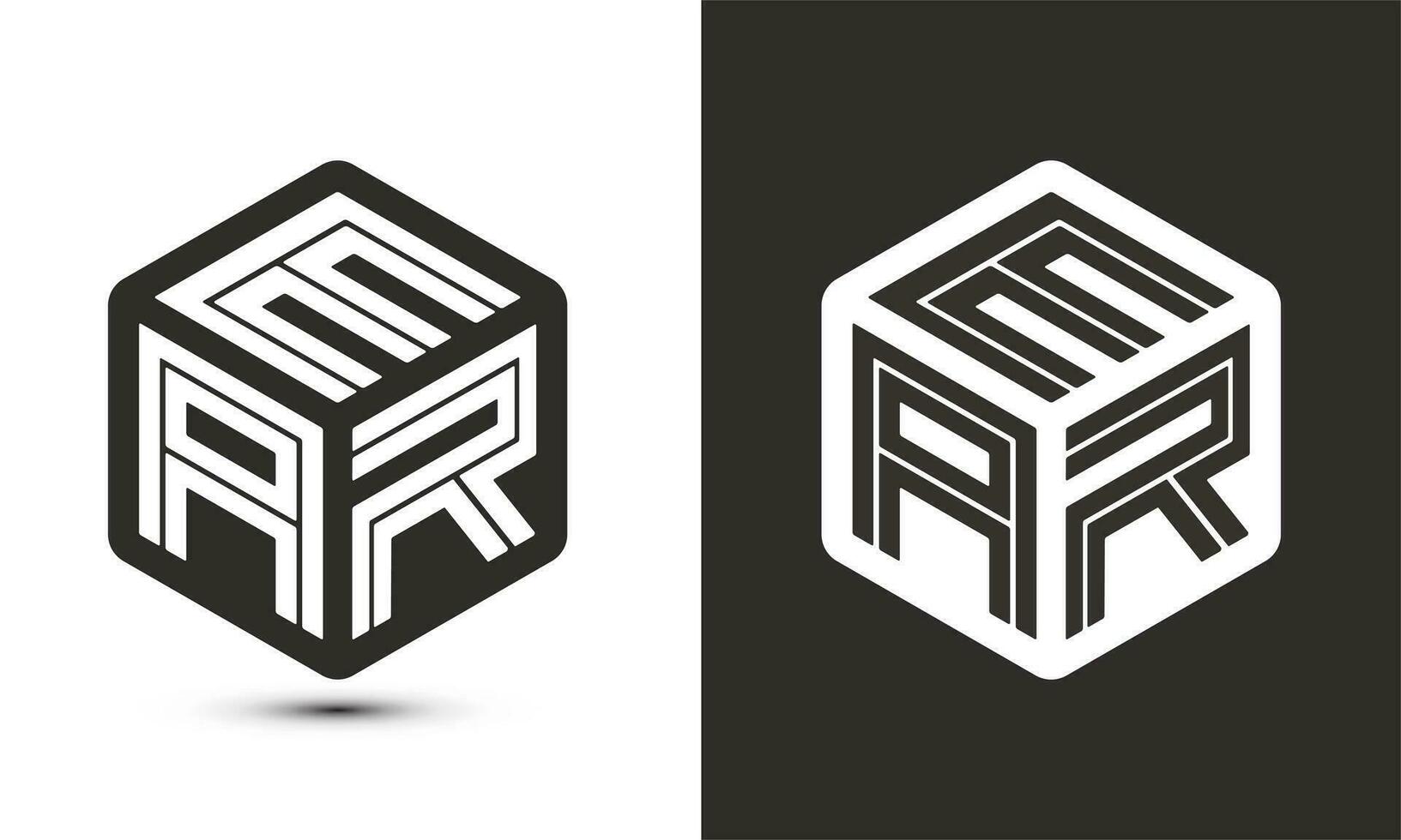 EAR letter logo design with illustrator cube logo, vector logo modern alphabet font overlap style.