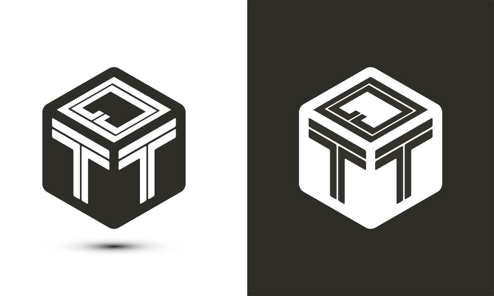 QTT letter logo design with illustrator cube logo, vector logo modern alphabet font overlap style.