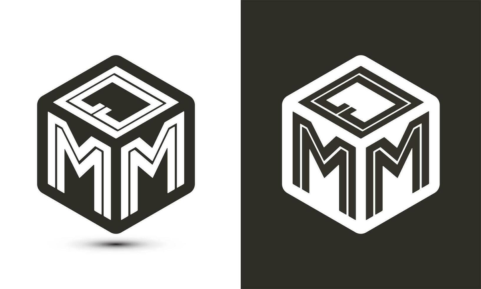 q mm letra logo diseño con ilustrador cubo logo, vector logo moderno alfabeto fuente superposición estilo.