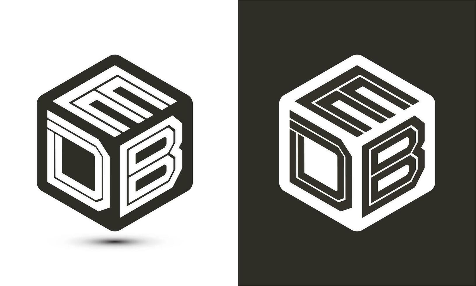 EDB letter logo design with illustrator cube logo, vector logo modern alphabet font overlap style.