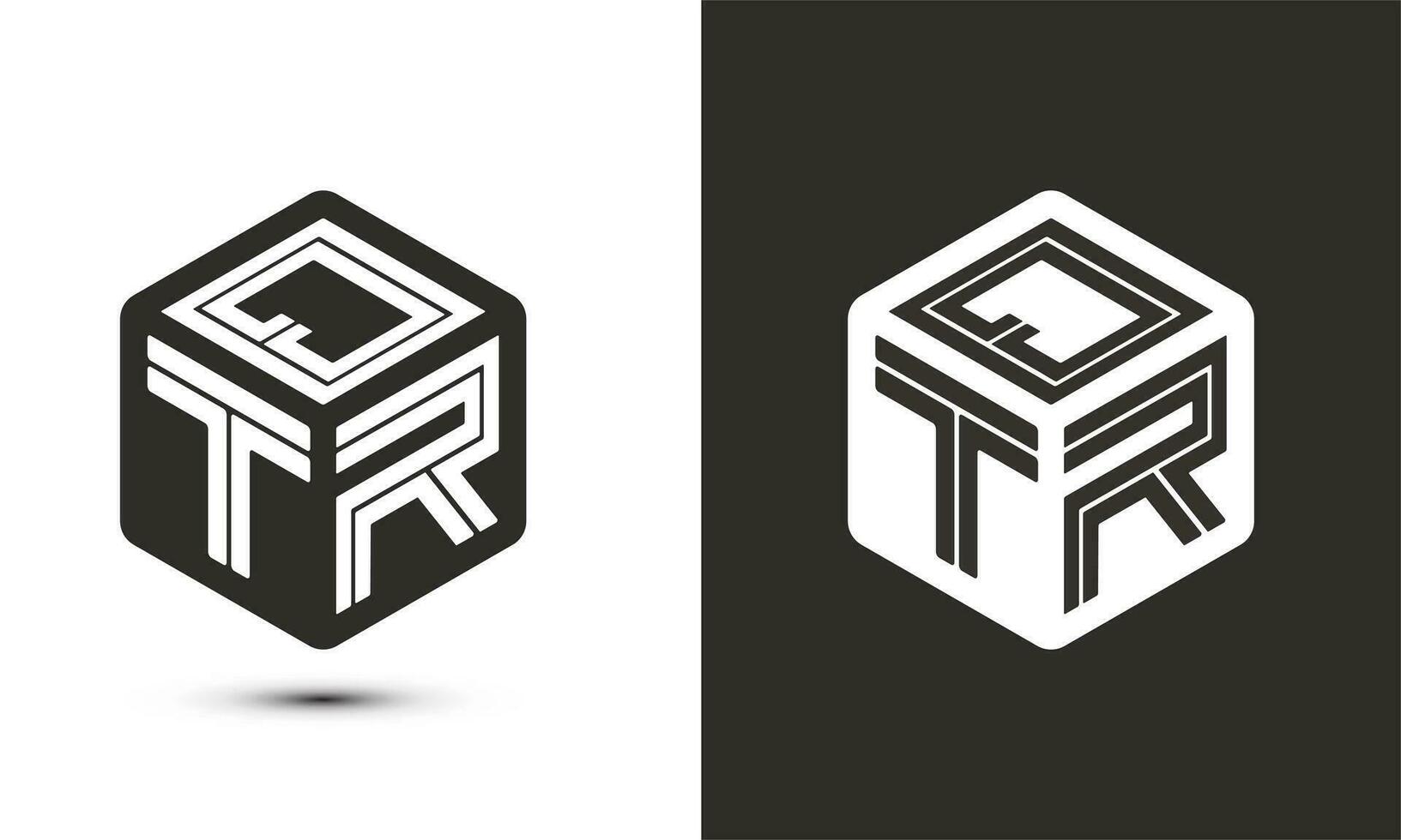 QTR letter logo design with illustrator cube logo, vector logo modern alphabet font overlap style.
