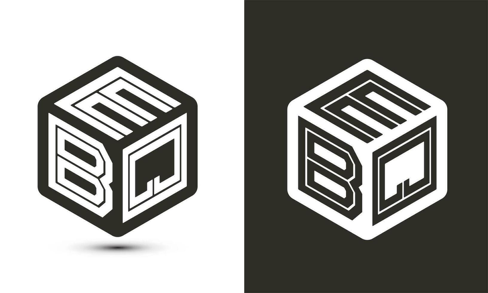 EBQ letter logo design with illustrator cube logo, vector logo modern alphabet font overlap style.