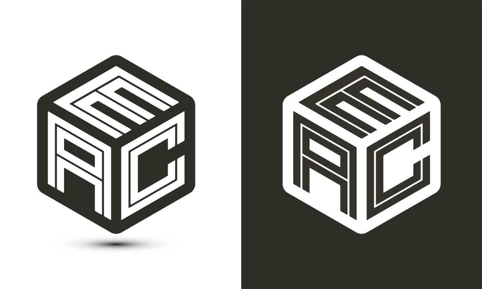 EAC letter logo design with illustrator cube logo, vector logo modern alphabet font overlap style.