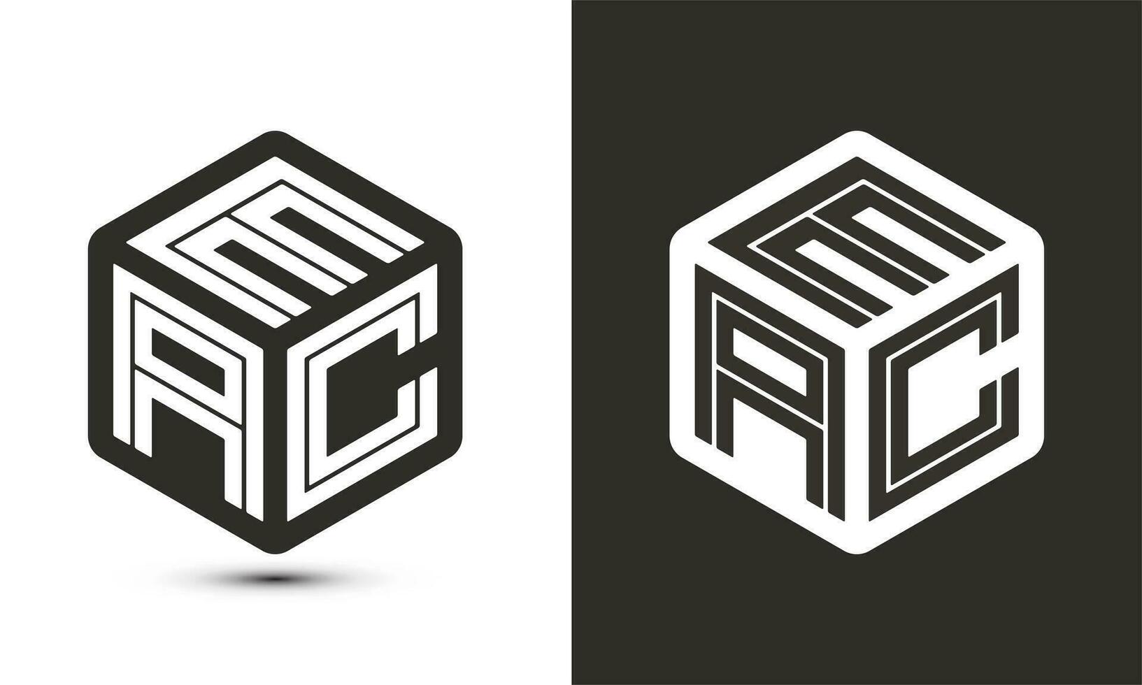 eac letra logo diseño con ilustrador cubo logo, vector logo moderno alfabeto fuente superposición estilo.