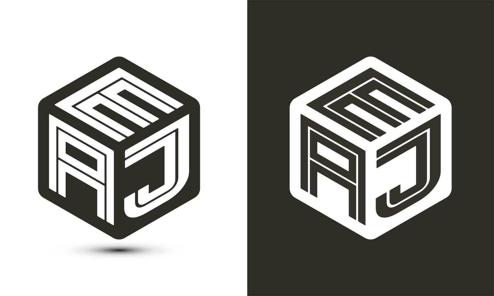 EAJ letter logo design with illustrator cube logo, vector logo modern alphabet font overlap style.