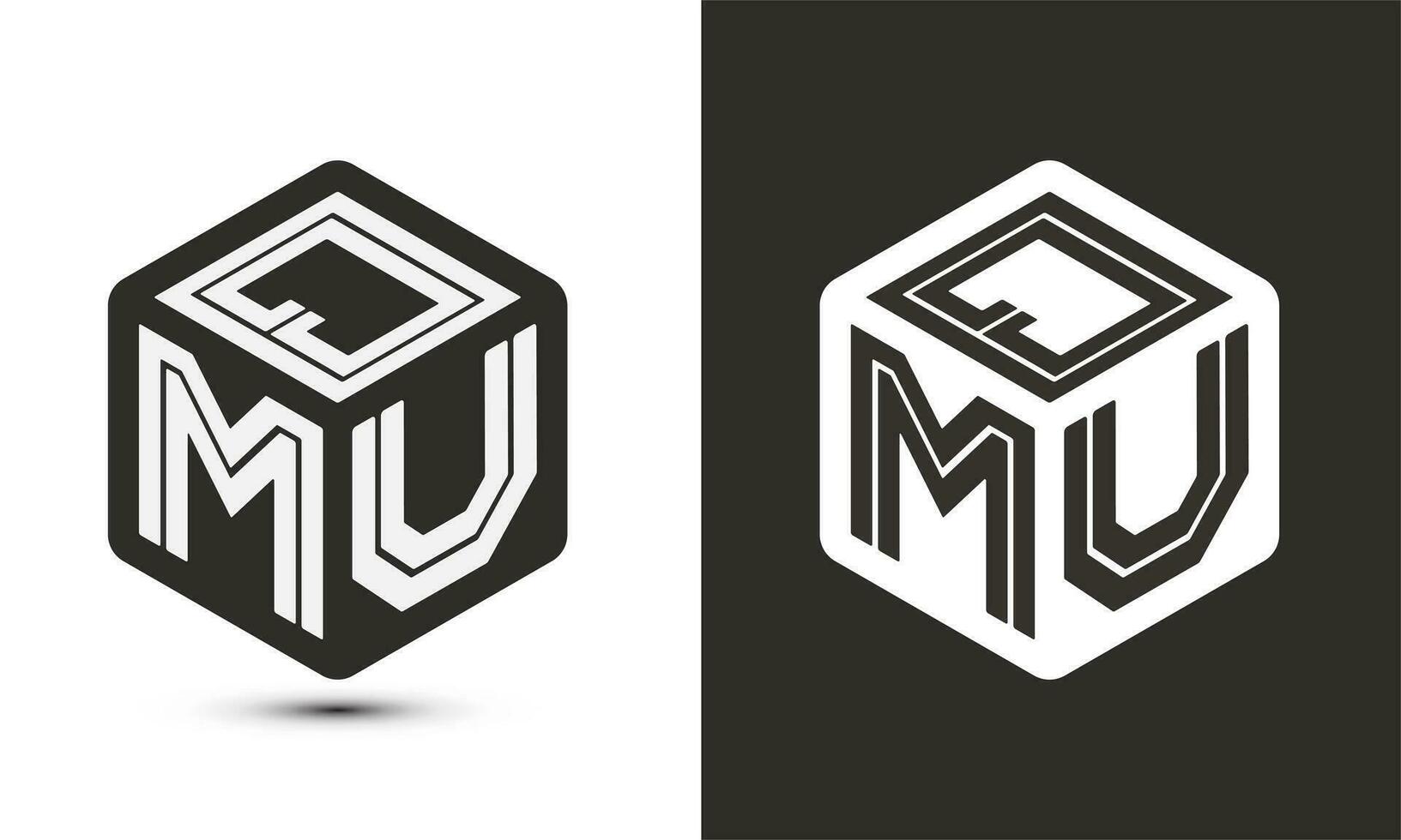 QMU letter logo design with illustrator cube logo, vector logo modern alphabet font overlap style.