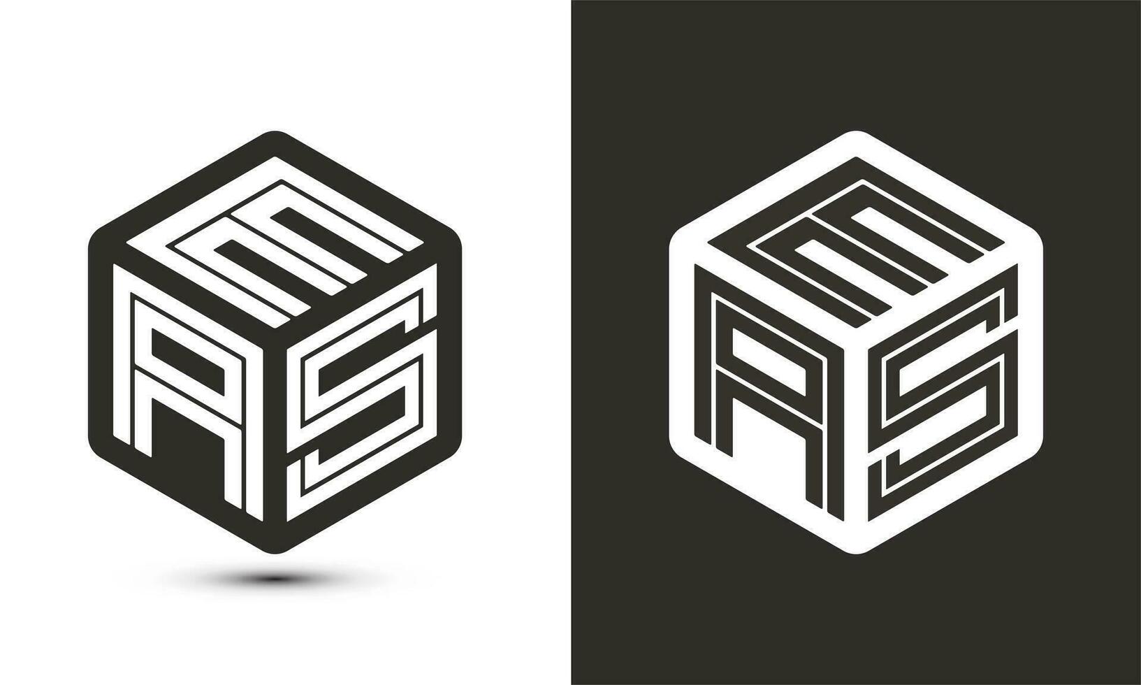 EAS letter logo design with illustrator cube logo, vector logo modern alphabet font overlap style.