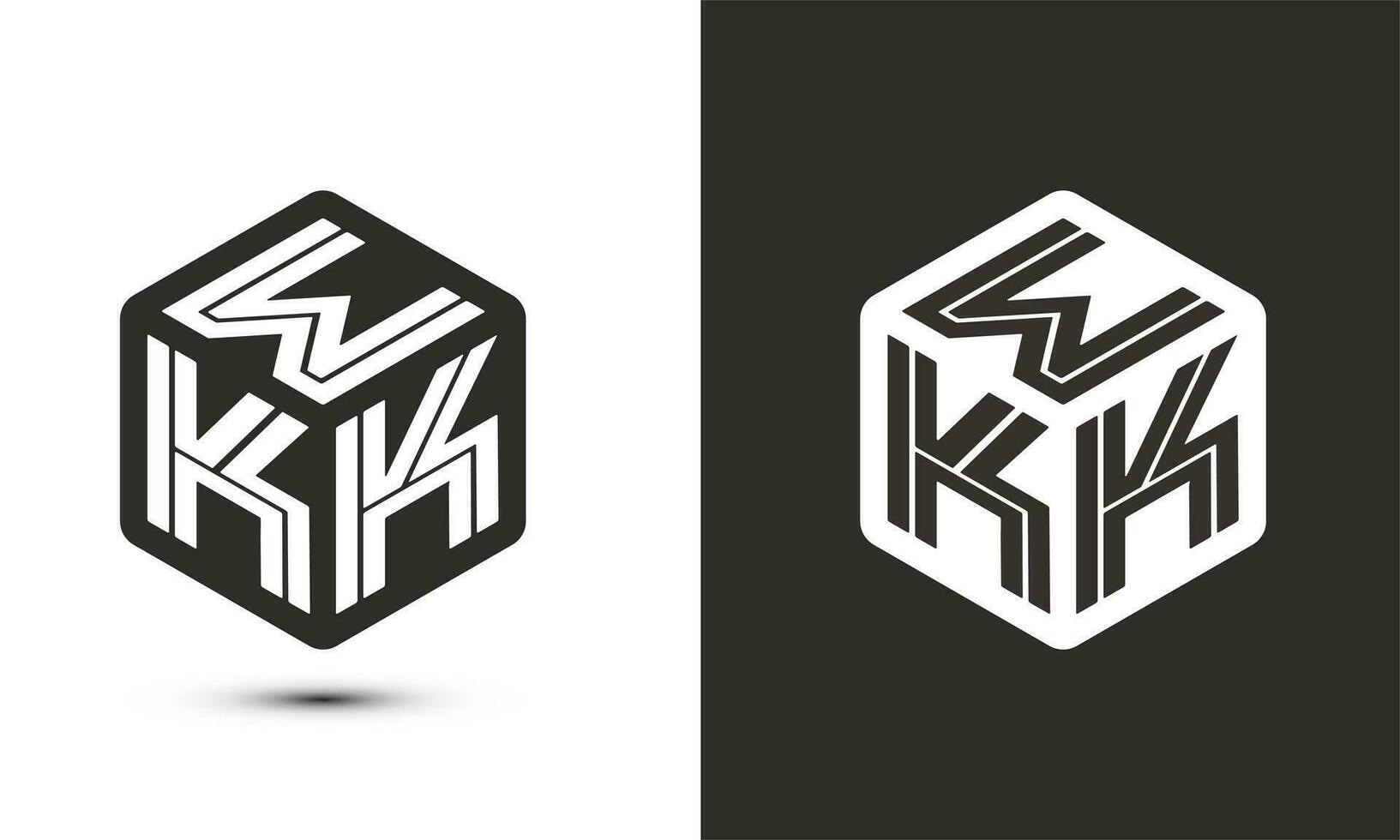 WKK letter logo design with illustrator cube logo, vector logo modern alphabet font overlap style.