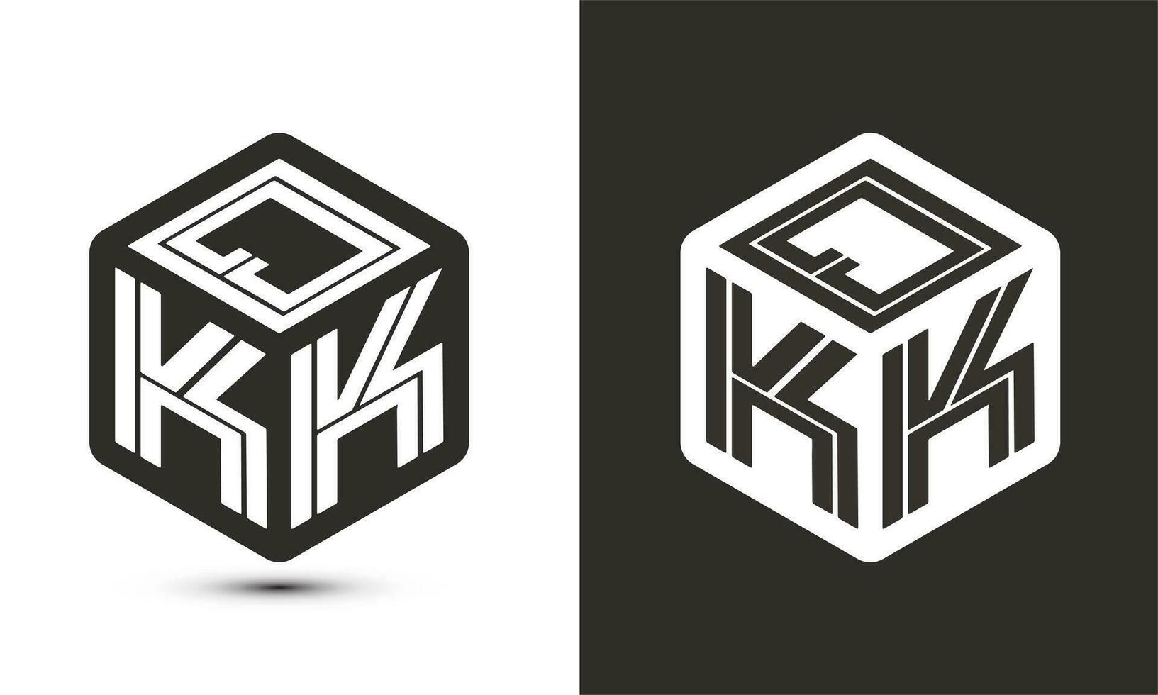 QKK letter logo design with illustrator cube logo, vector logo modern alphabet font overlap style.