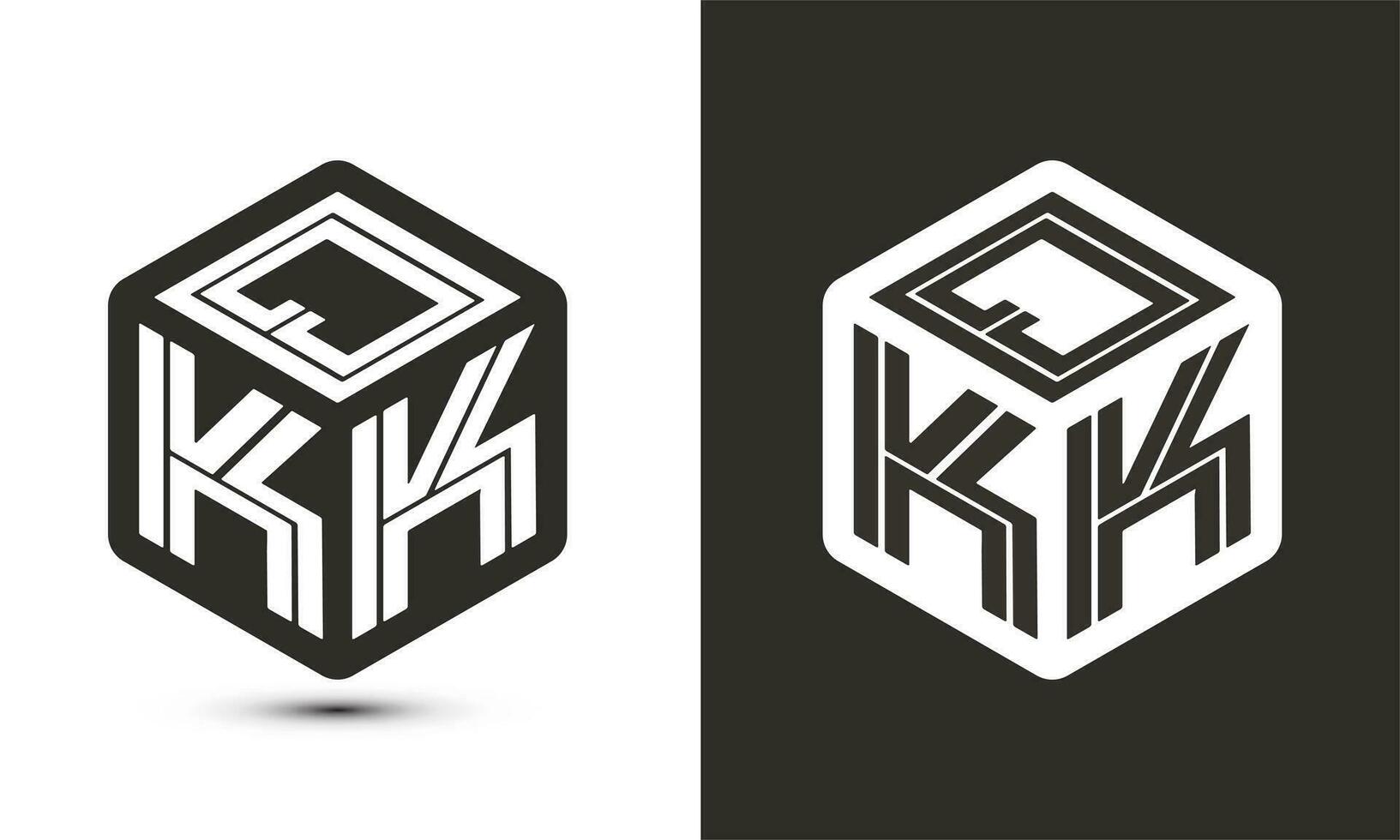 qkk letra logo diseño con ilustrador cubo logo, vector logo moderno alfabeto fuente superposición estilo.