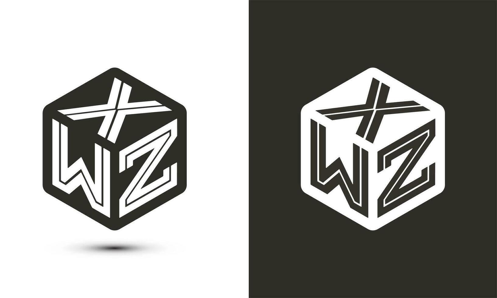 XWZ letter logo design with illustrator cube logo, vector logo modern alphabet font overlap style.