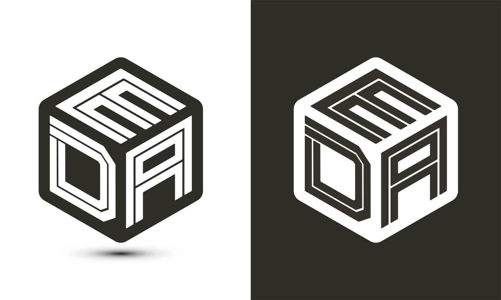 EDA letter logo design with illustrator cube logo, vector logo modern alphabet font overlap style.