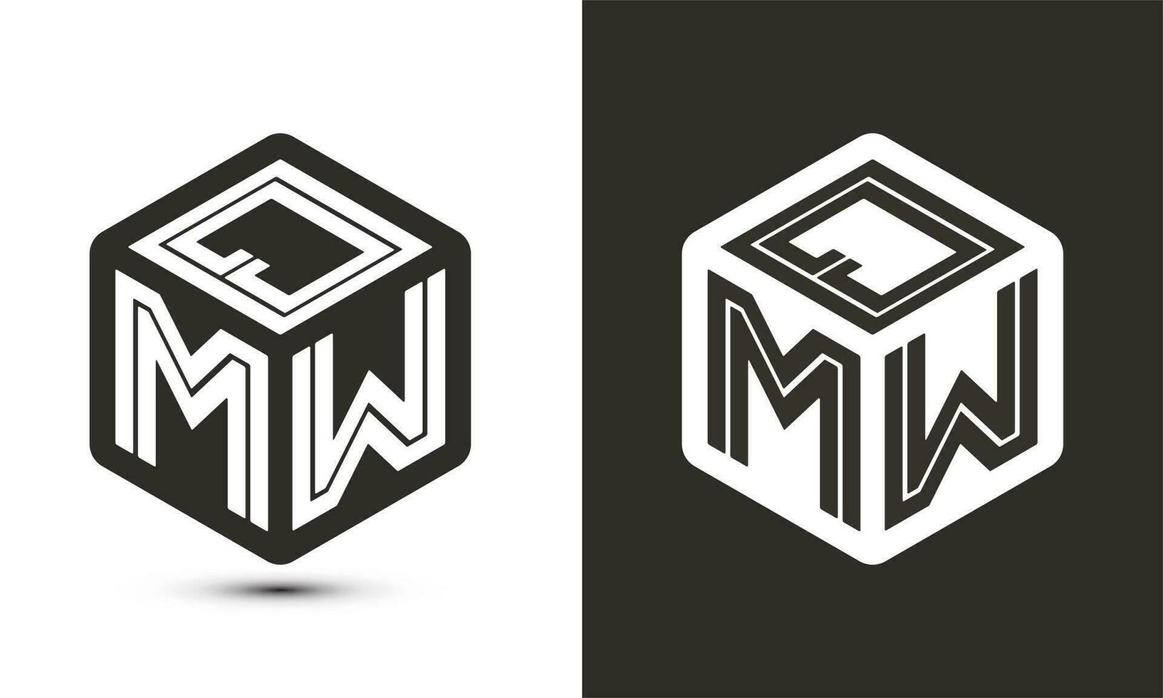 QMW letter logo design with illustrator cube logo, vector logo modern alphabet font overlap style.