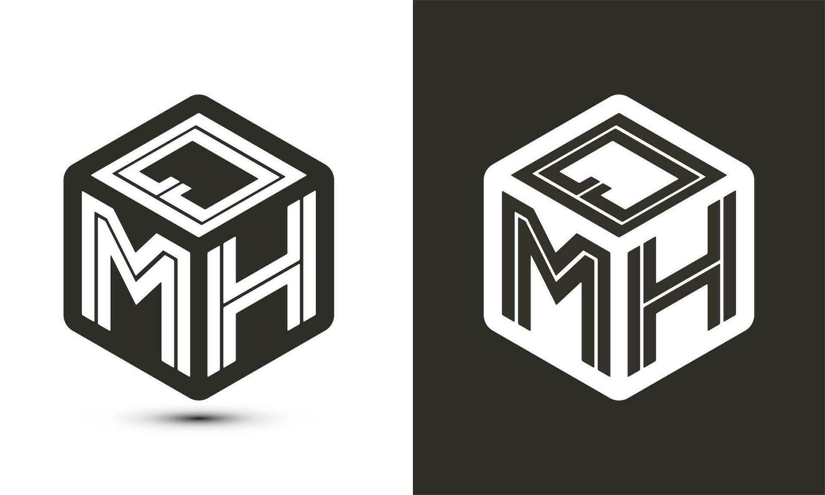 QMH letter logo design with illustrator cube logo, vector logo modern alphabet font overlap style.