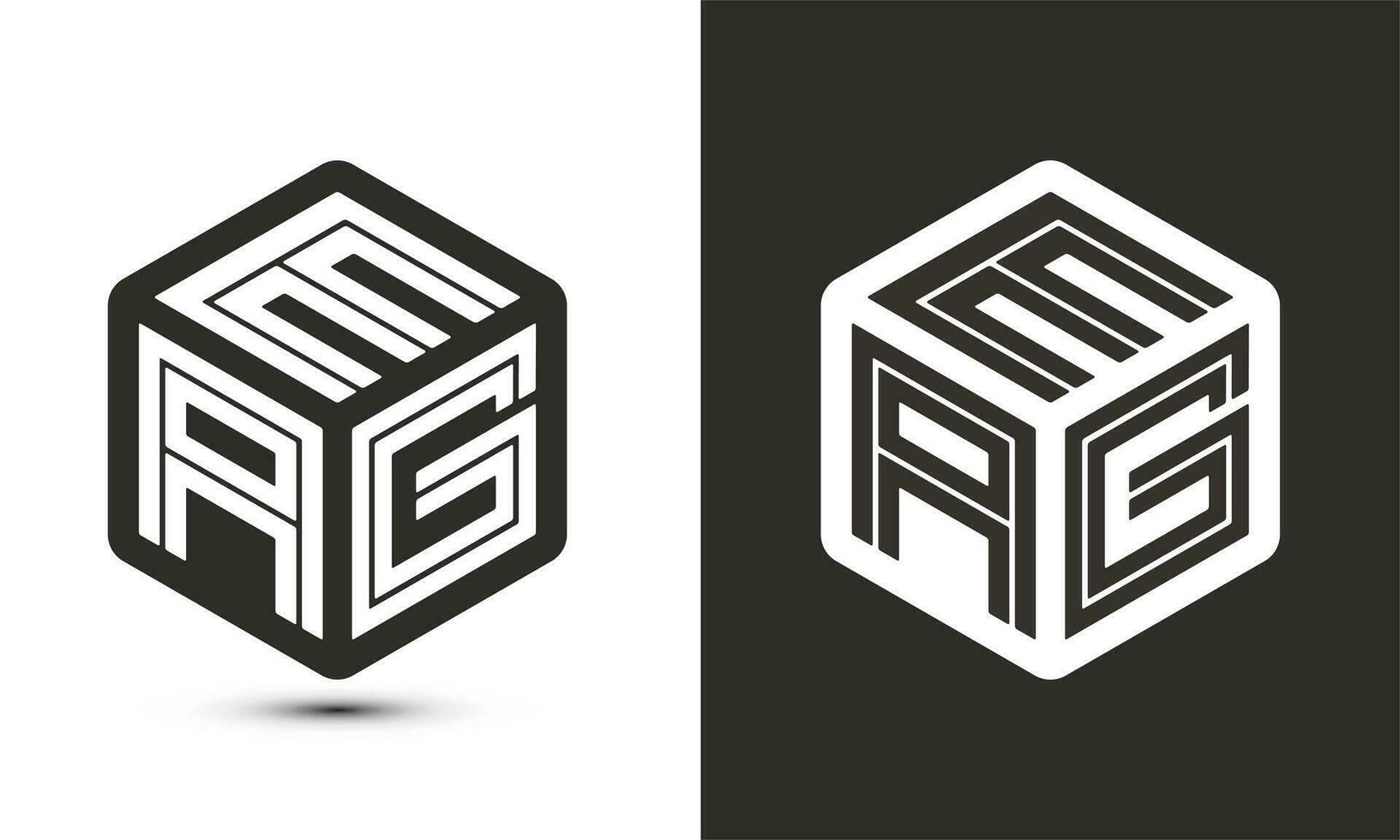 EAG letter logo design with illustrator cube logo, vector logo modern alphabet font overlap style.