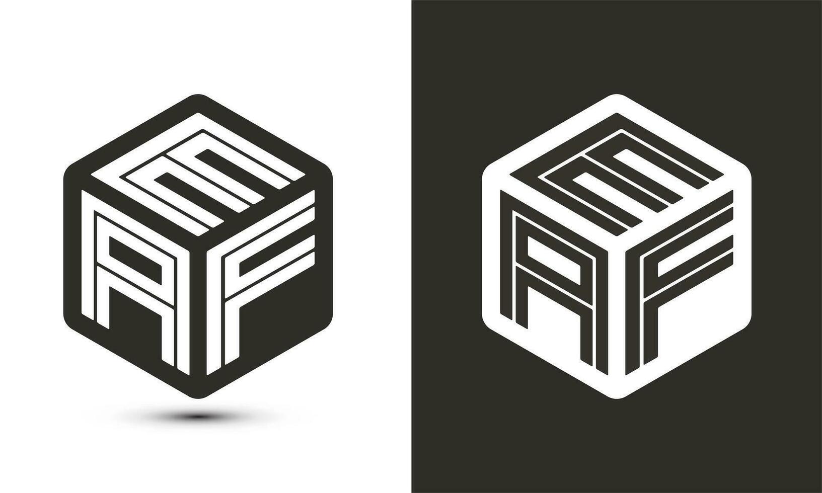 EAF letter logo design with illustrator cube logo, vector logo modern alphabet font overlap style.