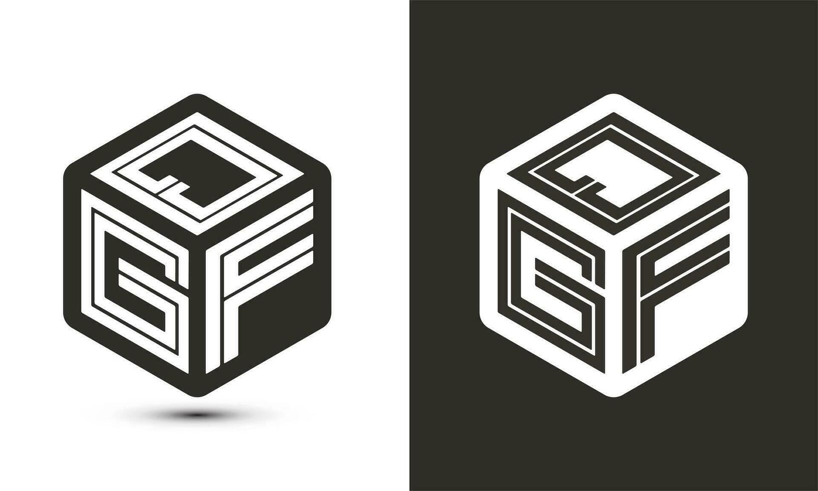 QGF letter logo design with illustrator cube logo, vector logo modern alphabet font overlap style.