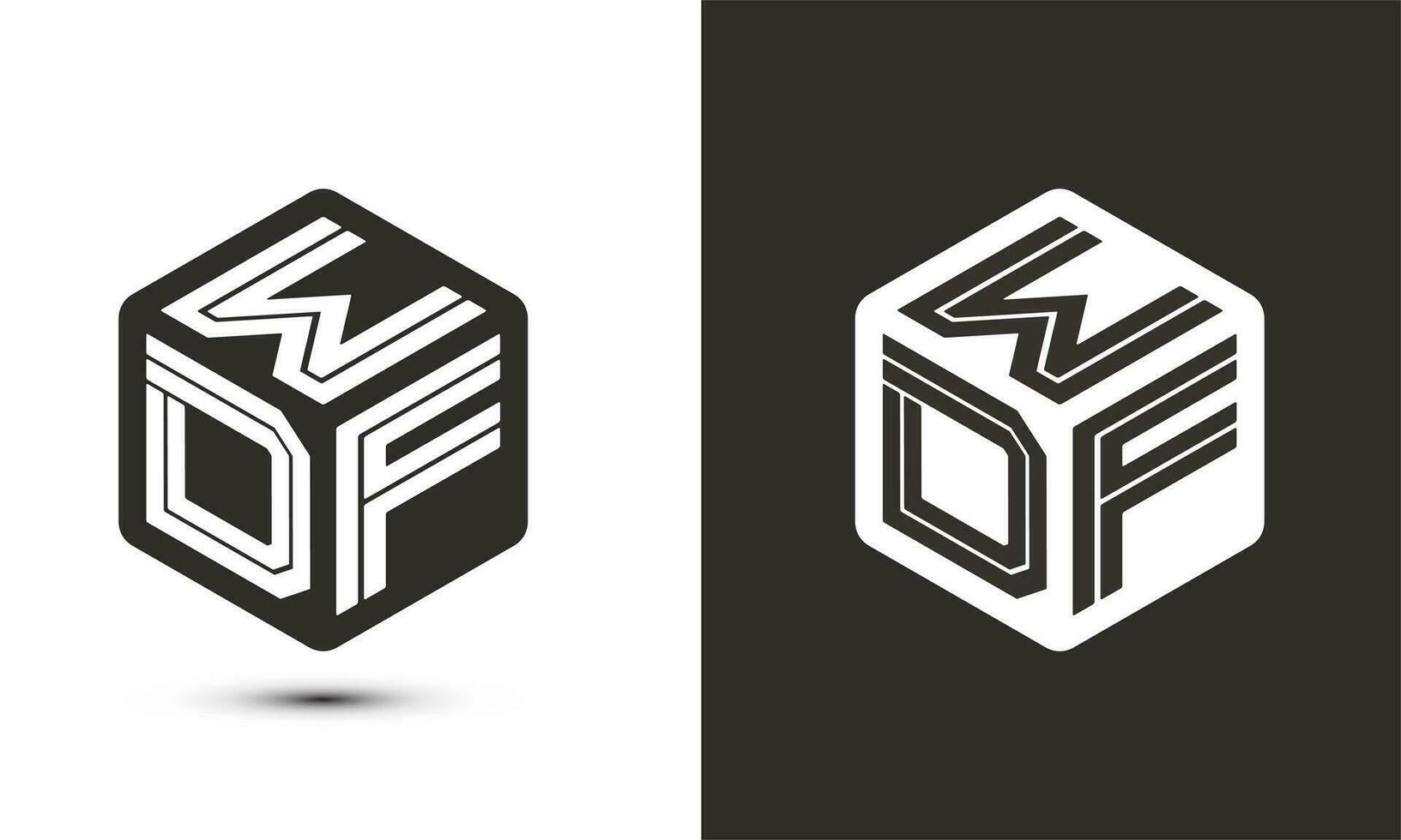 W D F  letter logo design with illustrator cube logo, vector logo modern alphabet font overlap style. Premium Business logo icon. White color on black background