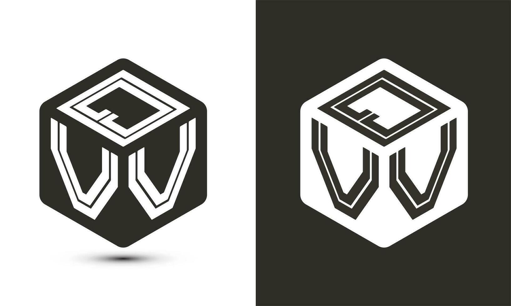 QVV letter logo design with illustrator cube logo, vector logo modern alphabet font overlap style.