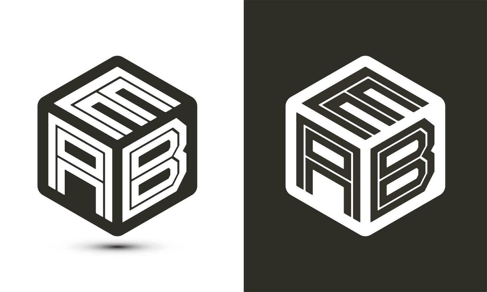 EAB letter logo design with illustrator cube logo, vector logo modern alphabet font overlap style.