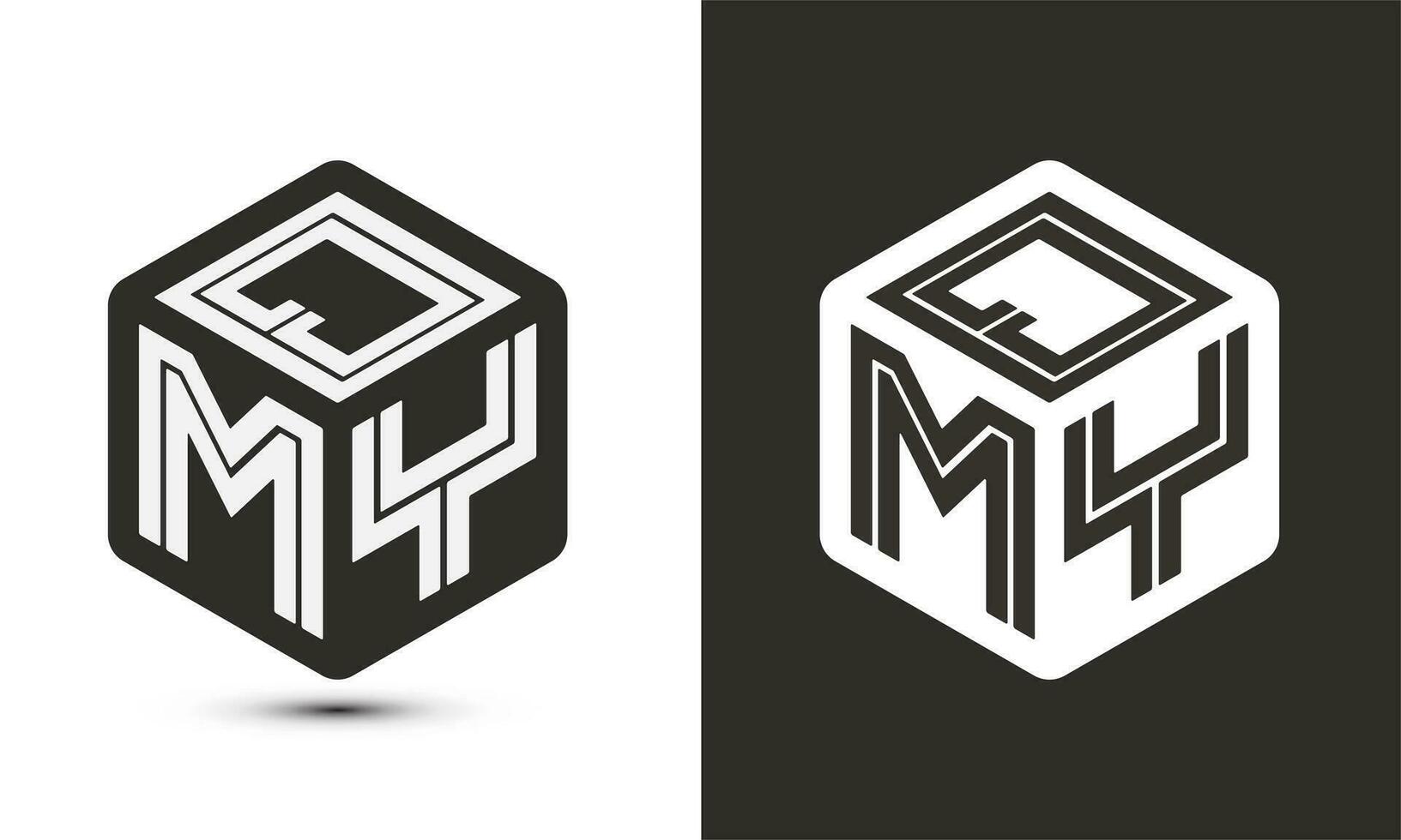 QMY letter logo design with illustrator cube logo, vector logo modern alphabet font overlap style.