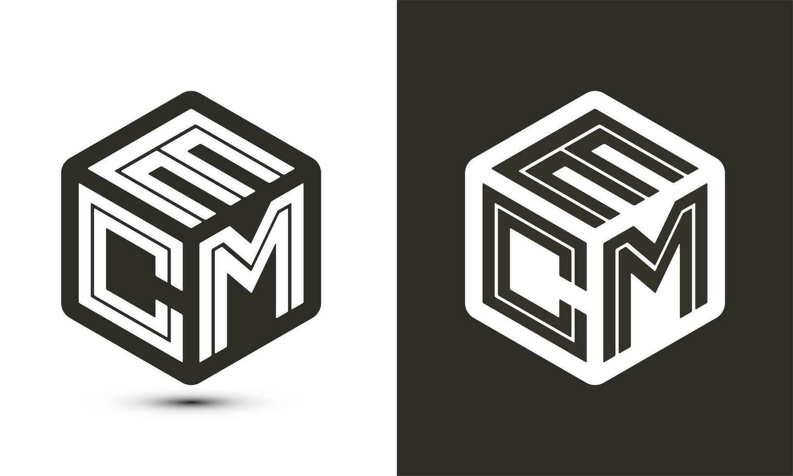 ECM letter logo design with illustrator cube logo, vector logo modern alphabet font overlap style.