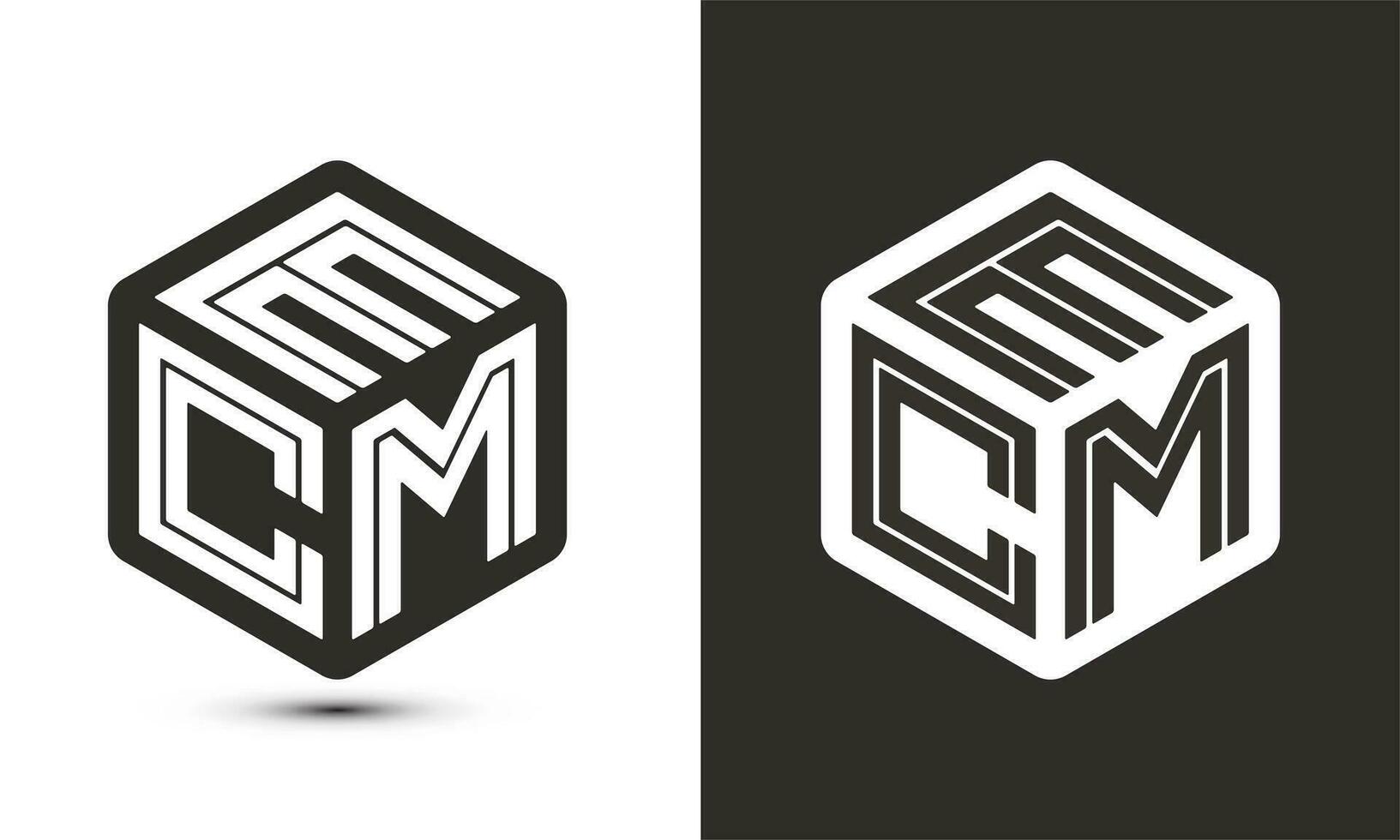 ecm letra logo diseño con ilustrador cubo logo, vector logo moderno alfabeto fuente superposición estilo.