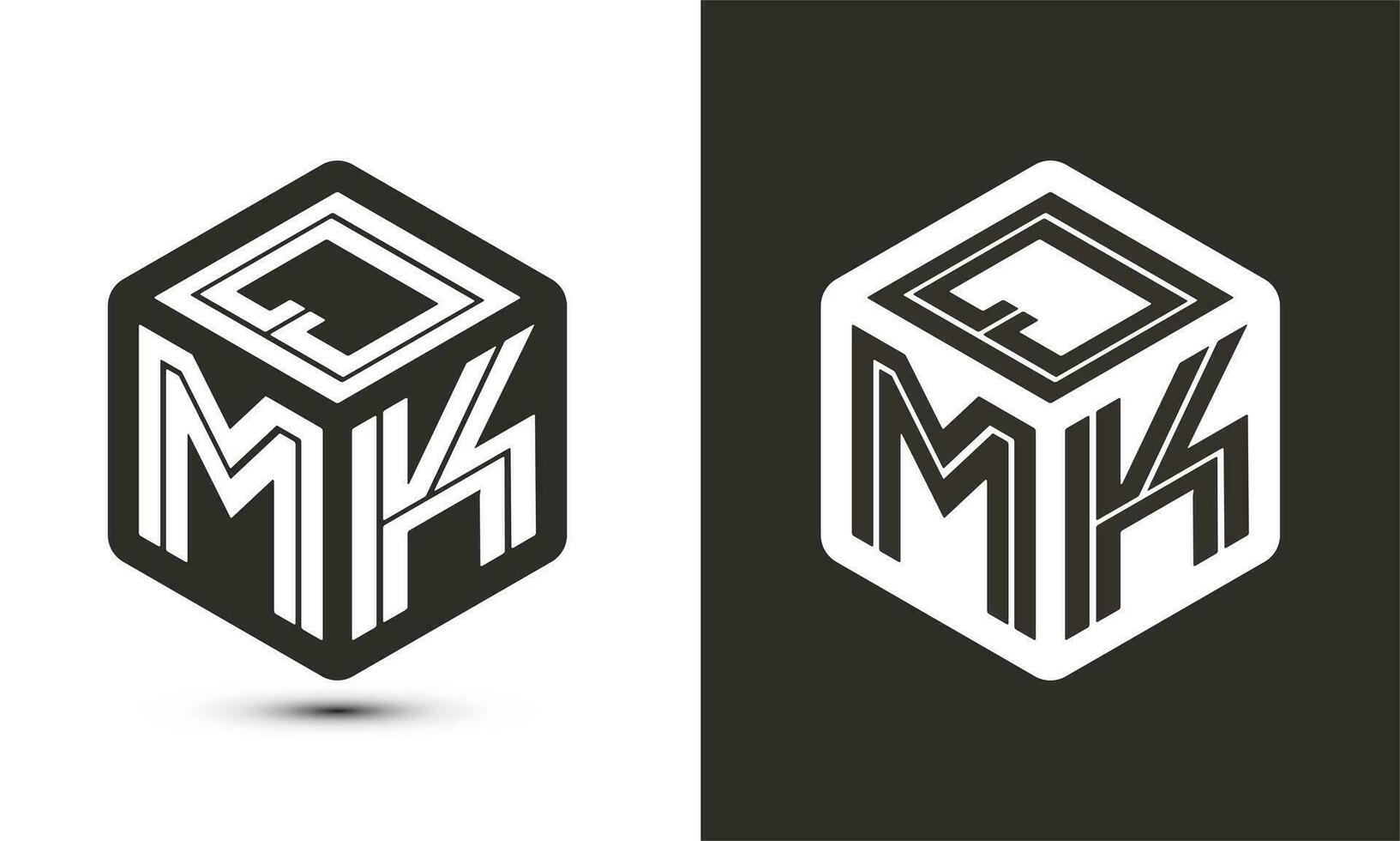 QMK letter logo design with illustrator cube logo, vector logo modern alphabet font overlap style.