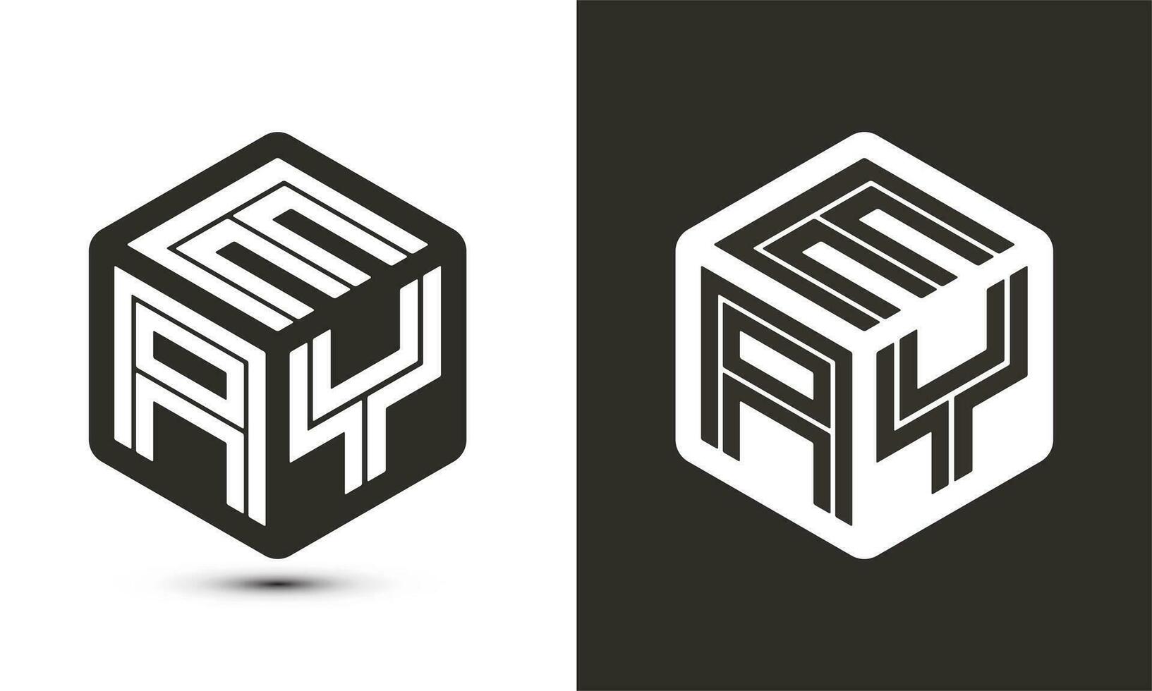 EAY letter logo design with illustrator cube logo, vector logo modern alphabet font overlap style.
