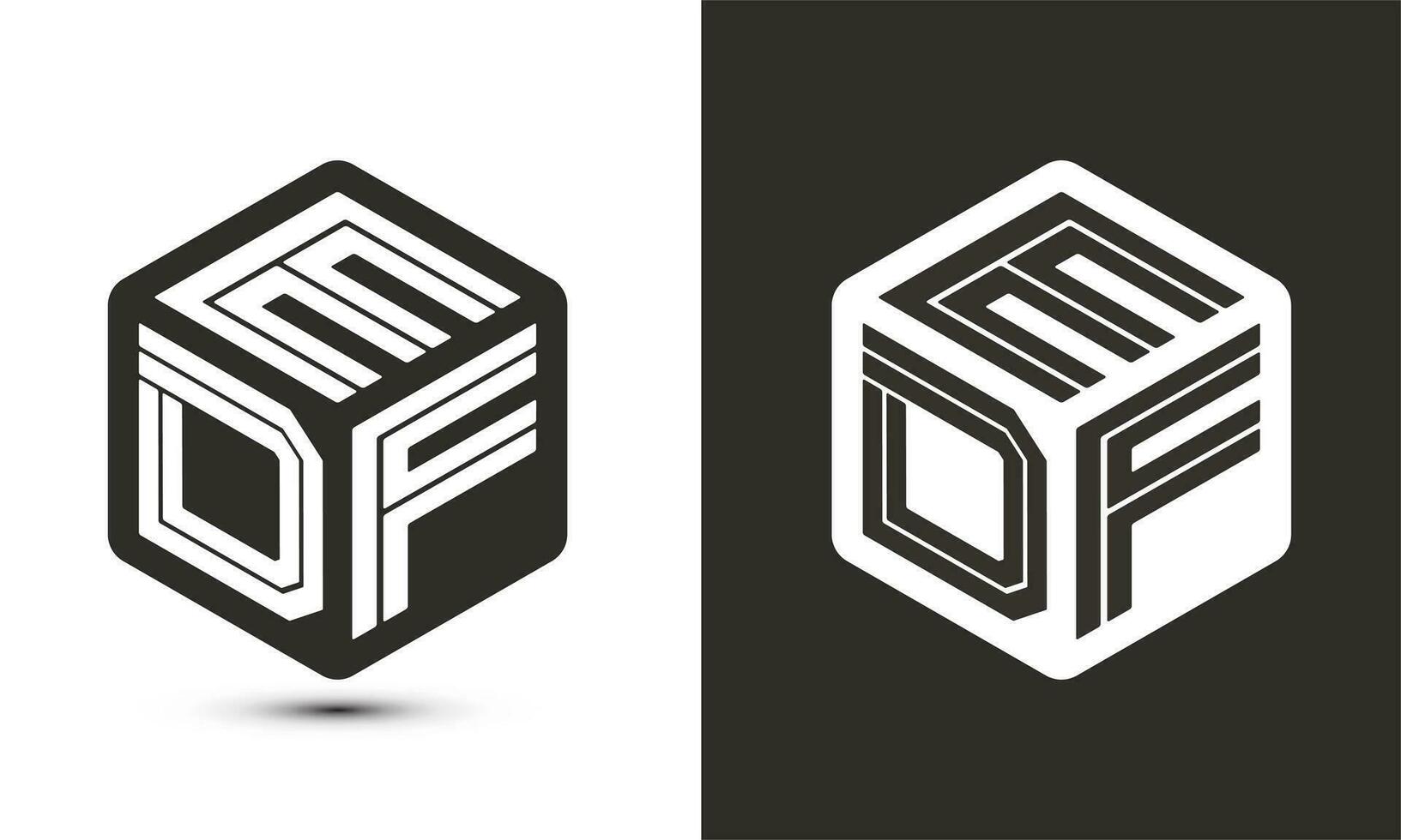 EDF letter logo design with illustrator cube logo, vector logo modern alphabet font overlap style.