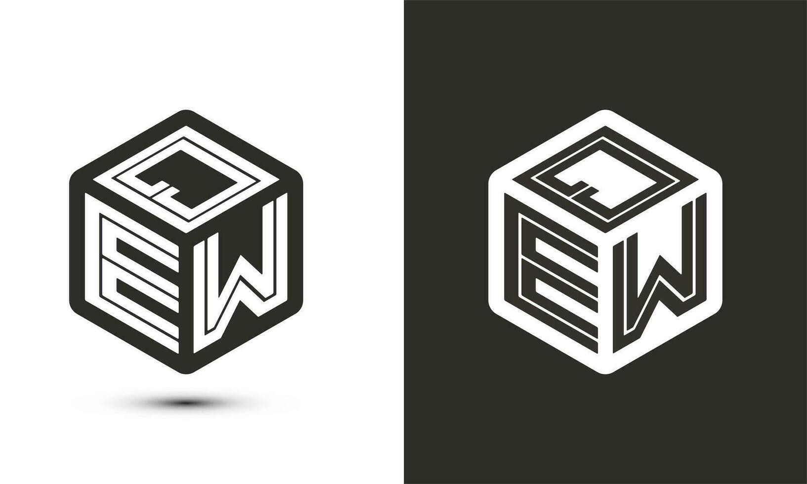 QEW letter logo design with illustrator cube logo, vector logo modern alphabet font overlap style.