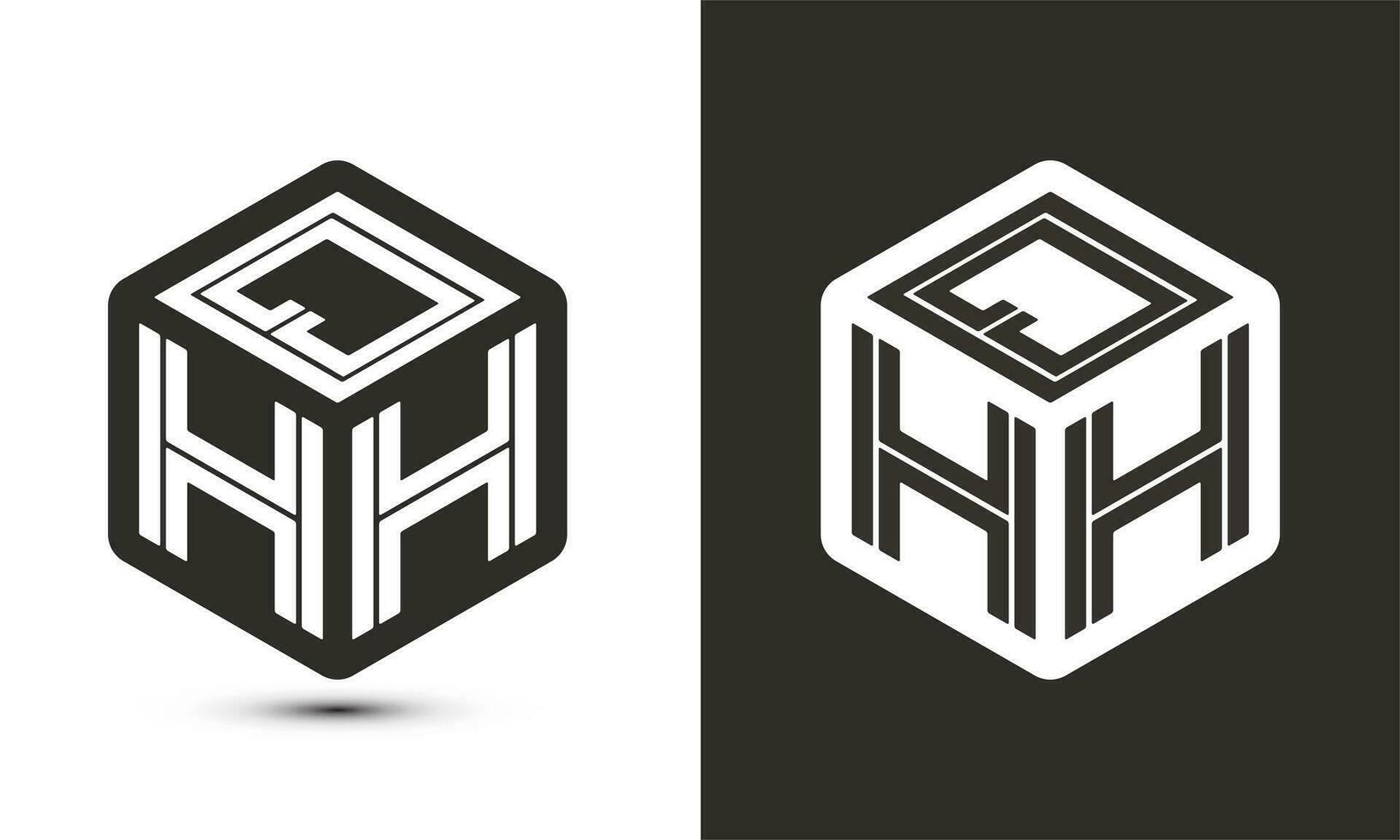 QHH letter logo design with illustrator cube logo, vector logo modern alphabet font overlap style.
