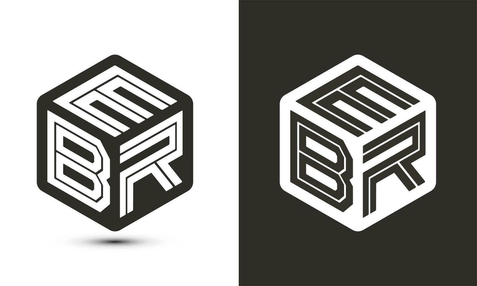 EBR letter logo design with illustrator cube logo, vector logo modern alphabet font overlap style.