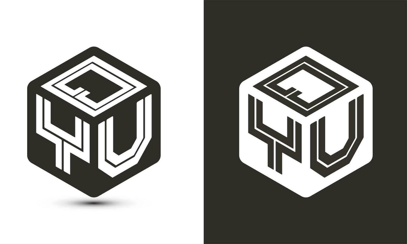 qyu letra logo diseño con ilustrador cubo logo, vector logo moderno alfabeto fuente superposición estilo.