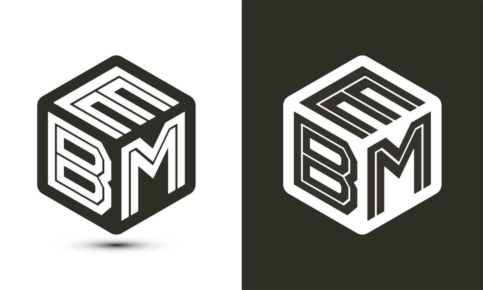 EBM letter logo design with illustrator cube logo, vector logo modern alphabet font overlap style.