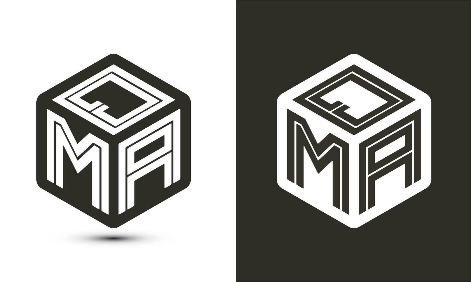 QMA letter logo design with illustrator cube logo, vector logo modern alphabet font overlap style.