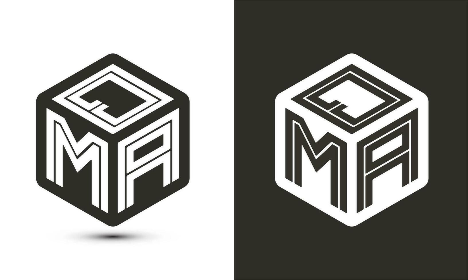 qma letra logo diseño con ilustrador cubo logo, vector logo moderno alfabeto fuente superposición estilo.