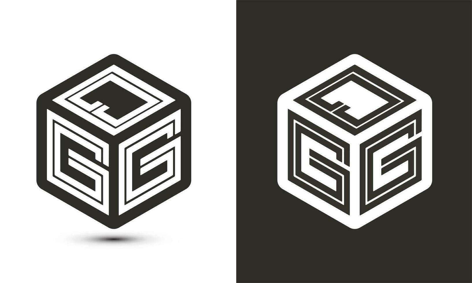 QGG letter logo design with illustrator cube logo, vector logo modern alphabet font overlap style.