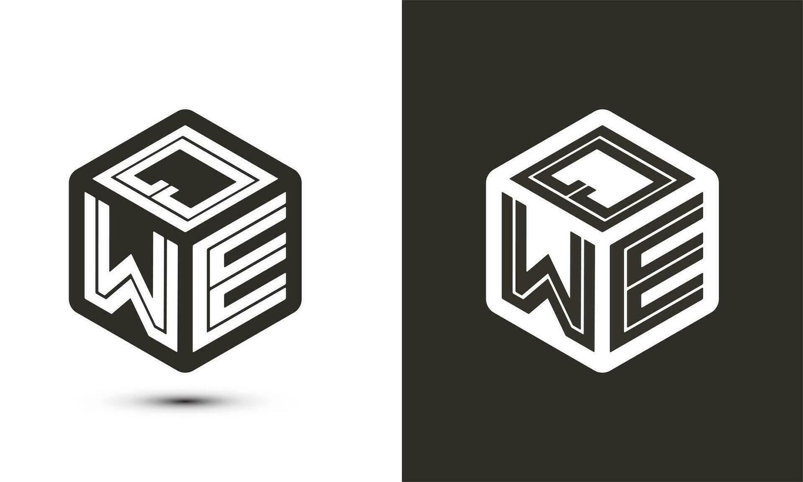 qwe letra logo diseño con ilustrador cubo logo, vector logo moderno alfabeto fuente superposición estilo.