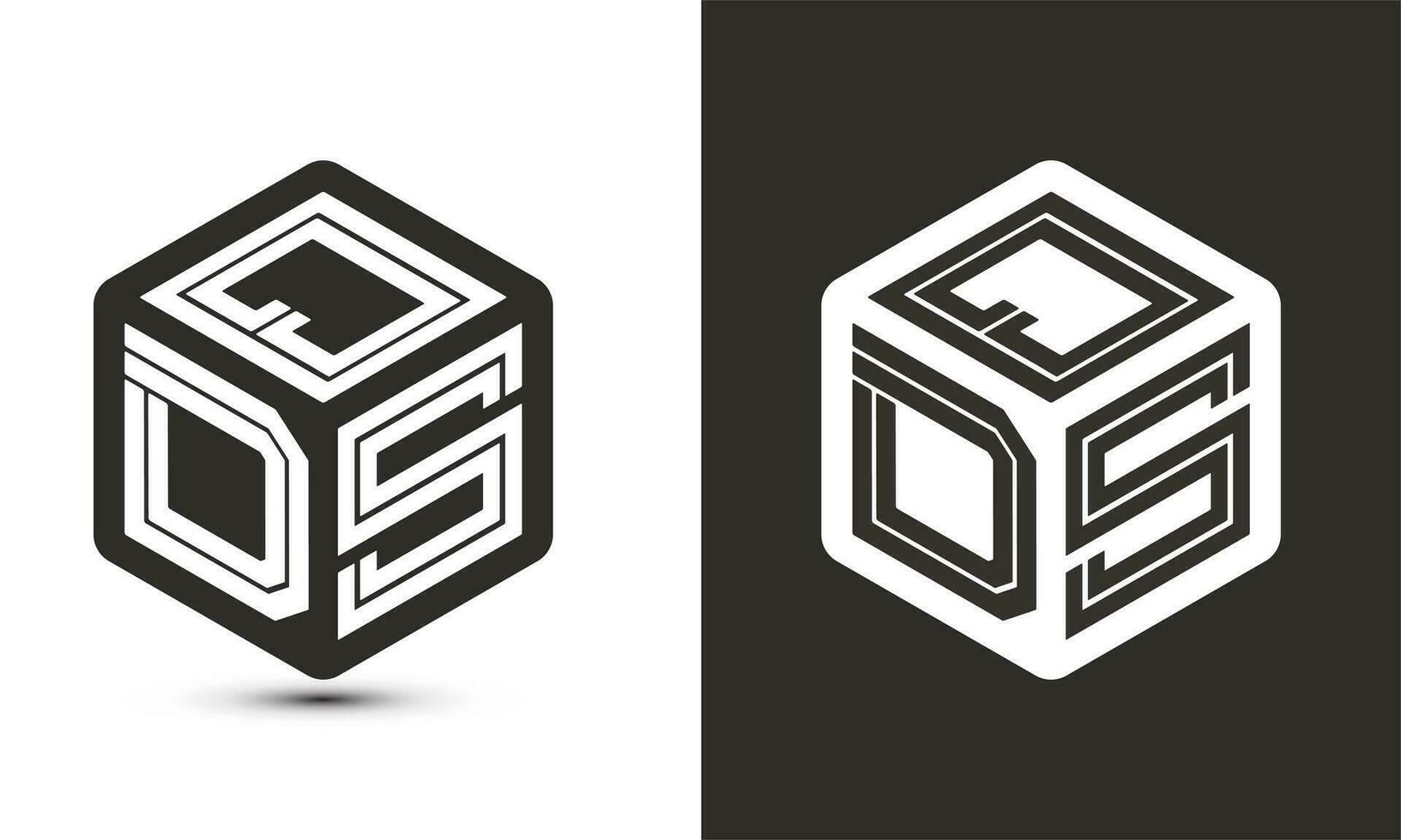 QDS letter logo design with illustrator cube logo, vector logo modern alphabet font overlap style.