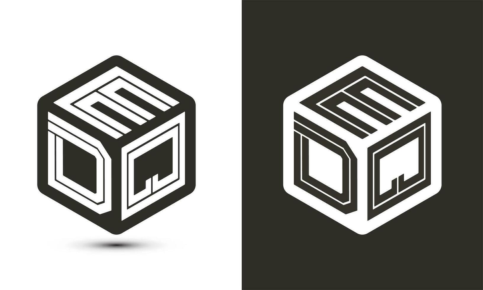 EDQ letter logo design with illustrator cube logo, vector logo modern alphabet font overlap style.