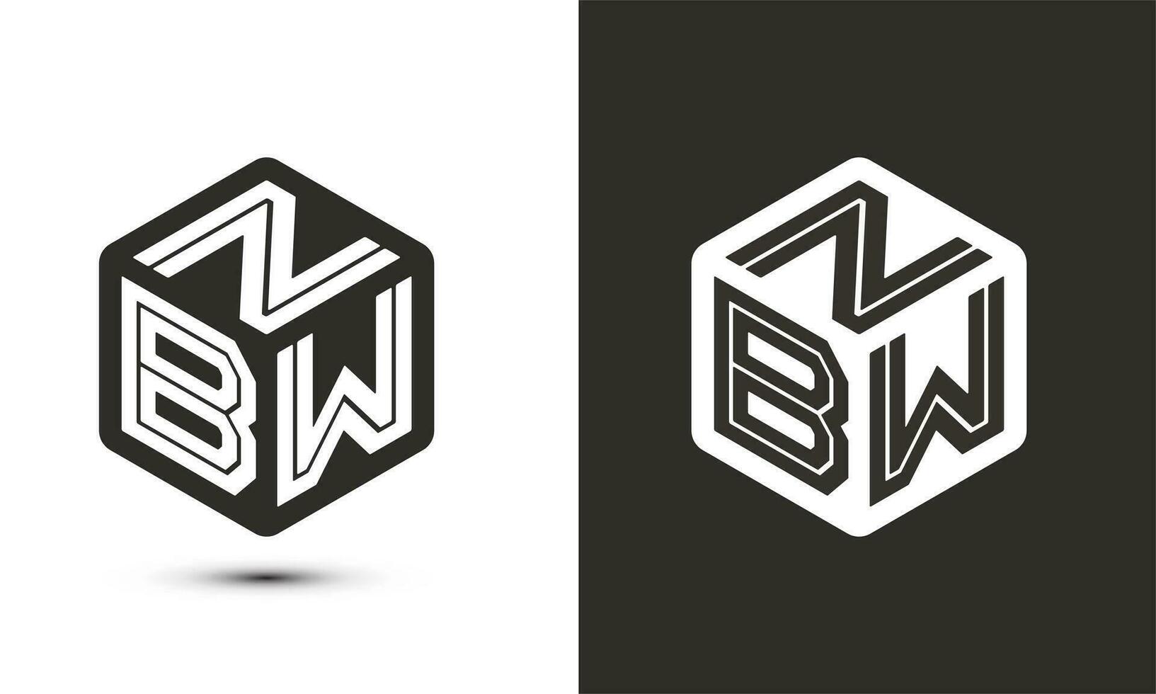 NBW letter logo design with illustrator cube logo, vector logo modern alphabet font overlap style.