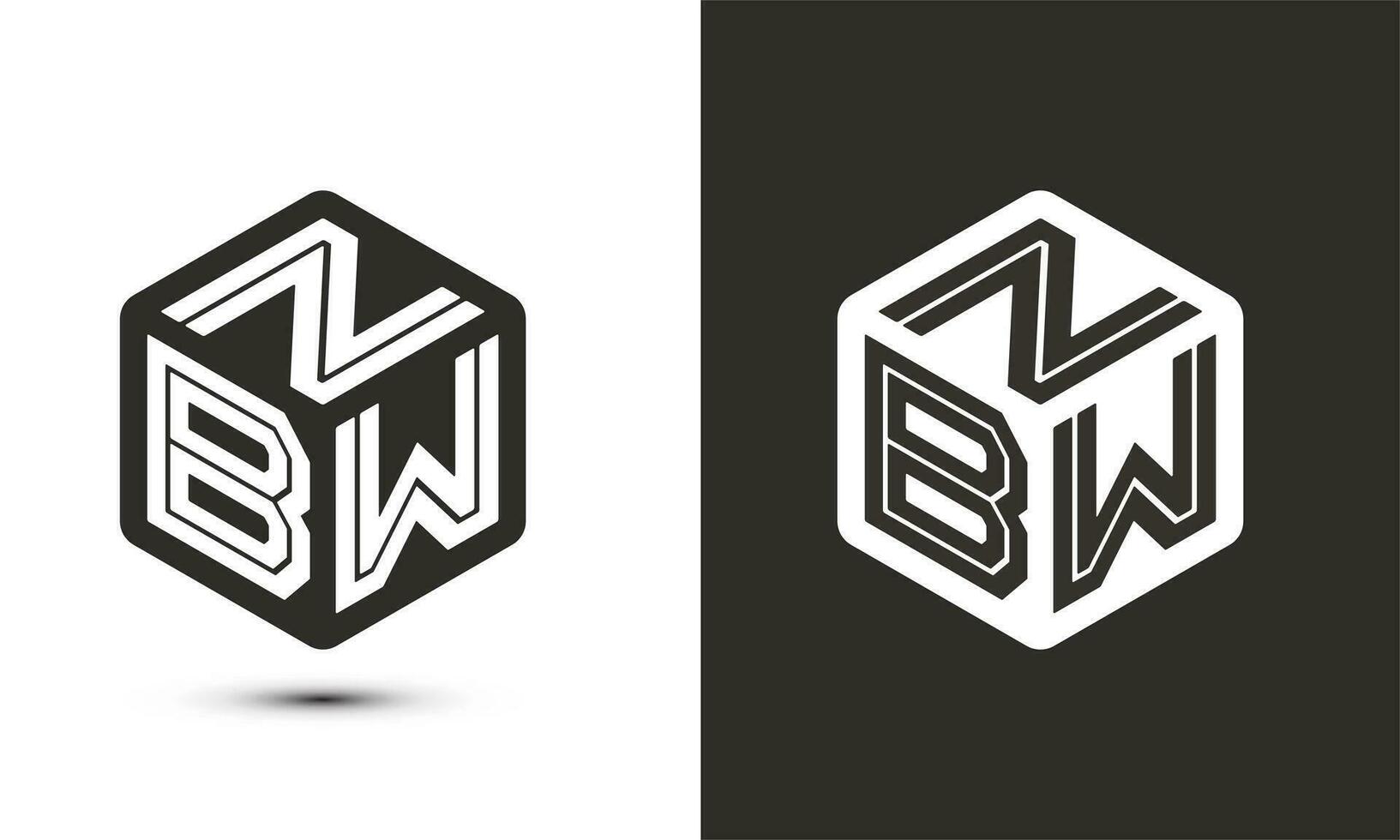 nbw letra logo diseño con ilustrador cubo logo, vector logo moderno alfabeto fuente superposición estilo.