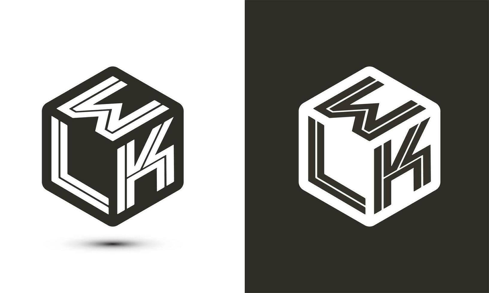 w l k letra logo diseño con ilustrador cubo logo, vector logo moderno alfabeto fuente superposición estilo. prima negocio logo icono. blanco color en negro antecedentes