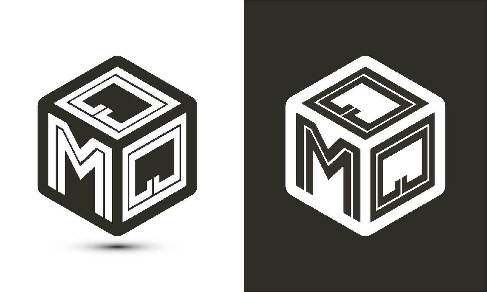 QMQ letter logo design with illustrator cube logo, vector logo modern alphabet font overlap style.
