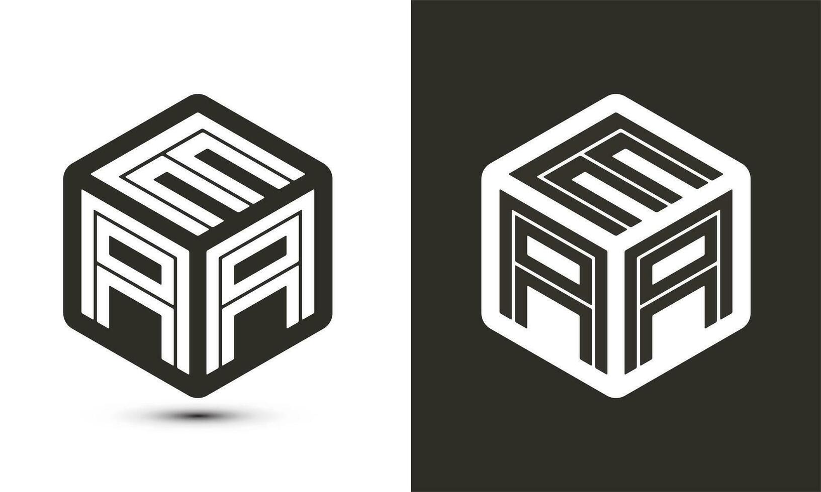 EAA letter logo design with illustrator cube logo, vector logo modern alphabet font overlap style.