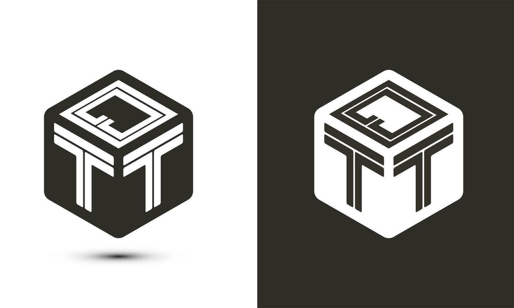 QTT letter logo design with illustrator cube logo, vector logo modern alphabet font overlap style.