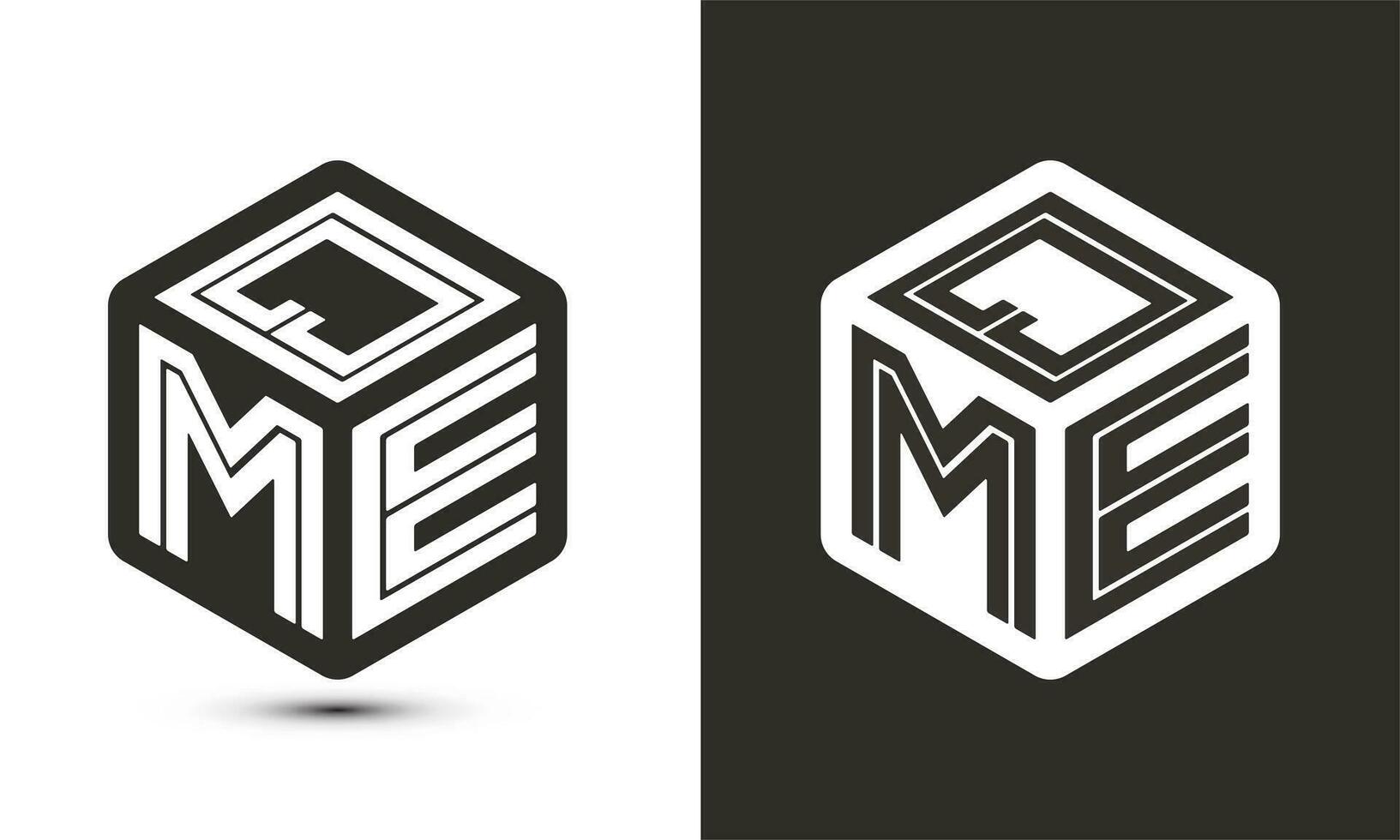 qme letra logo diseño con ilustrador cubo logo, vector logo moderno alfabeto fuente superposición estilo.