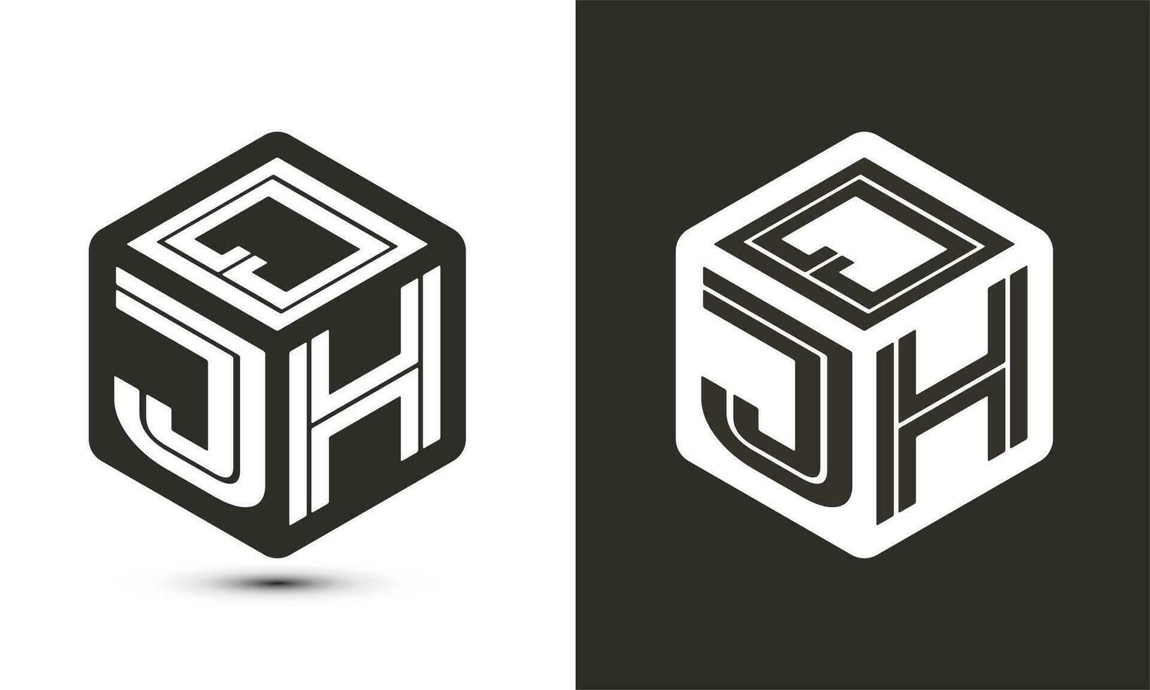 QJH letter logo design with illustrator cube logo, vector logo modern alphabet font overlap style.